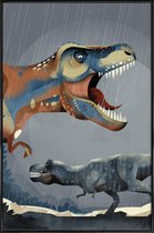 JUNIQE - Poster met kunststof lijst Tyrannosaurus Rex illustratie