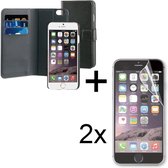 BeHello iPhone 6 Plus / 6S Plus 2 in 1 Wallet Case - Portemonnee Hoesje - Bookcase Zwart + 2 Stuks Behello Folie Screenprotector