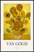JUNIQE - Poster in kunststof lijst Van Gogh - Zonnebloemen