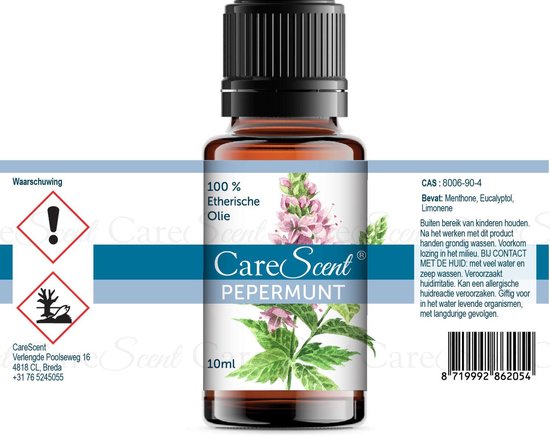 CareScent Pepermunt Olie | Etherische Olie | Essentiële Olie voor Aromatherapie | Geurolie | Aroma Olie | Aroma Diffuser Olie | Pepermuntolie - 10ml