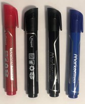 Maped professional permanent marker - set van 4:  2x zwart - 1x blauw - 1x rood