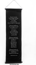 Tibetaans boek van leven en dood - Wanddoek - Wandkleed - Wanddecoratie - Muurdecoratie - Spreuken - Meditatie - Filosofie - Spiritualiteit - Zwart Doek - Witte Tekst - 122 x 35 cm.