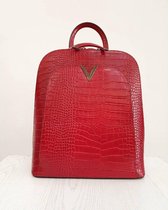 Red leather backpack