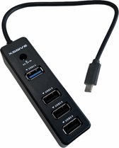 Xssive Hub 4in1 USB to Type-C met 3 USB 2.0 en 1 USB 3.0 - HUB3