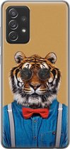 Samsung Galaxy A72 hoesje siliconen - Tijger hipster - Soft Case Telefoonhoesje - Print / Illustratie - Bruin