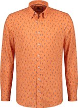Overhemd - Hup Holland Hup - oranje shirt - oranje shirt heren - Lange Mouw - All Over Print - Unisex - Formule 1 - EK / WK - Koningsdag - Olympische spelen - Oranje - Maat L
