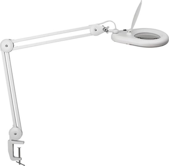 Lampe de bureau Maul Viso Loupe LED Pince Blanc