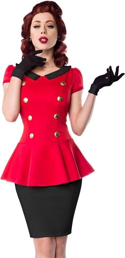 Belsira - 50023 Korte jurk - XS - Rood/Zwart