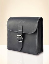 Leather Tool Bag, 100% genuine black leather, grey stitches