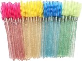 Wegwerp Wimper en Wenkbrauw Borsteltjes - Mascara Borsteltjes - 60 stuks - 6X10 stuks in diversen kleuren met glitter (Roze, Roseo, Blauw, Groen, Zwart en Geel)