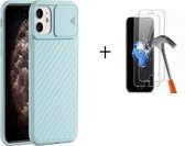 GSMNed – iPhone 12/12 Pro Blauw – hoogwaardig siliconen Case Blauw – iPhone 12/12 Pro Blauw – hoesje voor iPhone Blauw – shockproof – camera bescherming – met screenprotector iPhon