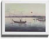 Walljar - Ohara Koson - Boat Sunset - Muurdecoratie - Canvas schilderij