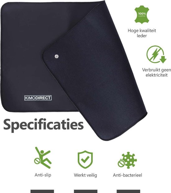 KIMO DIRECT Aardingsmat - 33x60 cm - Grounding Mat - Aardingslaken - Natuurlijk Genezen - Antislip - Zwart