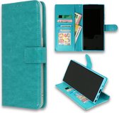 Motorola One Hyper Hoesje Turquoise - Portemonnee Book Case - Kaarthouder & Magneetlipje