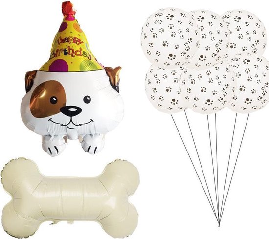 Honden ballonen decoratie set met 2 grote folie en 20 latex ballonnen - hond - huisdier - dog - honden decoraties - honden verjaardag