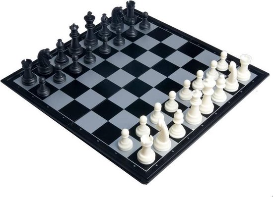 Thumbnail van een extra afbeelding van het spel Activ24™ - Schaakset 25x25 cm – met zwarte & witte schaakstukken – opvouwbaar magnetisch schaakspel