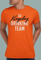 Oranje Koningsdag T-Shirt Drinking Team (HEREN - MAAT M) | Oranje Kleding | WK Feestkleding