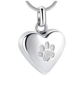 Dutch Duvall | Ashanger dieren hart RVS | RVS assieraad hartvormig met dieren poot erop| Inclusief ketting en vulset t.w.v. 7,95