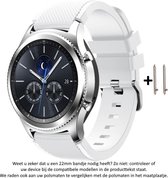 Wit Siliconen Bandje voor 22mm Smartwatches van Samsung, LG, Seiko, Asus, Pebble, Huawei, Cookoo, Vostok en Vector – Maat: zie maatfoto – 22 mm white rubber smartwatch strap