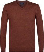 Pullover V-Hals Merino Wol Roest Bruin (PPRJ3A0135)