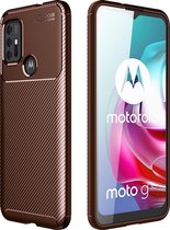 Motorola Moto G30 Hoesje - Mobigear - Racing Serie - TPU Backcover - Bruin - Hoesje Geschikt Voor Motorola Moto G30
