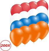 Oranje Versiering Ballonnen Oranje Rode Witte Blauwe EK Koningsdag WK 200 Stuks Feestversiering Verjaardag Ballon