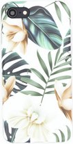Apple iPhone 7 - 8 Backcover - Wit  / Groen - Bloemen hoesje
