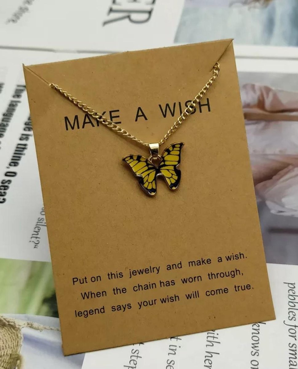 Make A Wish Armband| Sieraden | Geel | Geluk / Wens armband | Vriendschap | Moederdag / Valentijn Trendy Cadeau| Hanger met Ketting