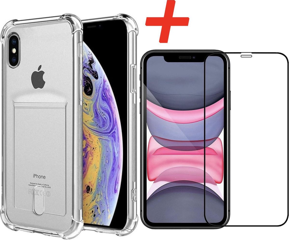 Geschikt voor YPCd® Apple iPhone XR Pasjeshouder - Shock Case Transparant