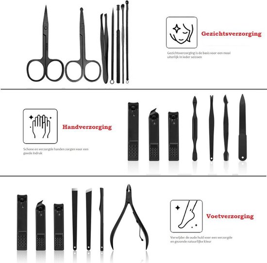 XYZ Goods - Manicure en Pedicure set - 18 Delige-set inclusief nagelknipper  in nette... | bol.com