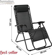 Sunnydays campingstoel - relaxstoel - Tuinrelax - Playa zwarte kleur