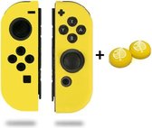 Siliconen Joy-Con Controller Hoesjes + Gaming Thumbsticks (1 Set = 2 Thumbgrips) | Beschermhoes Skin | Geschikt voor Nintendo Switch & Lite | Softcover Case | Thumb grips | Grip | Geel + Blaa