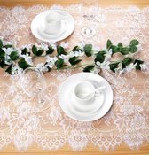 Bruiloft huwelijk tafelloper wit kant -Tafelkleed Huwelijk decoratie -Stoel decoratie- Tafeldecoratie versieringe Bruiloft Vintage - Huwelijk - Geboorte - Feest - Verjaardag - Jubileum - Babyshower - Wedding - Party