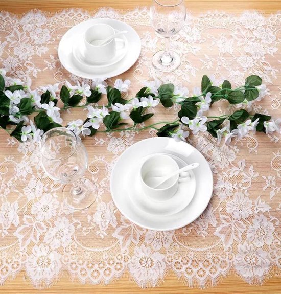 Bruiloft huwelijk tafelloper wit kant -Tafelkleed Huwelijk decoratie -Stoel  decoratie-... | bol.com