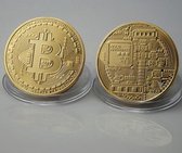Bitcoin munt met hoesje - Goud