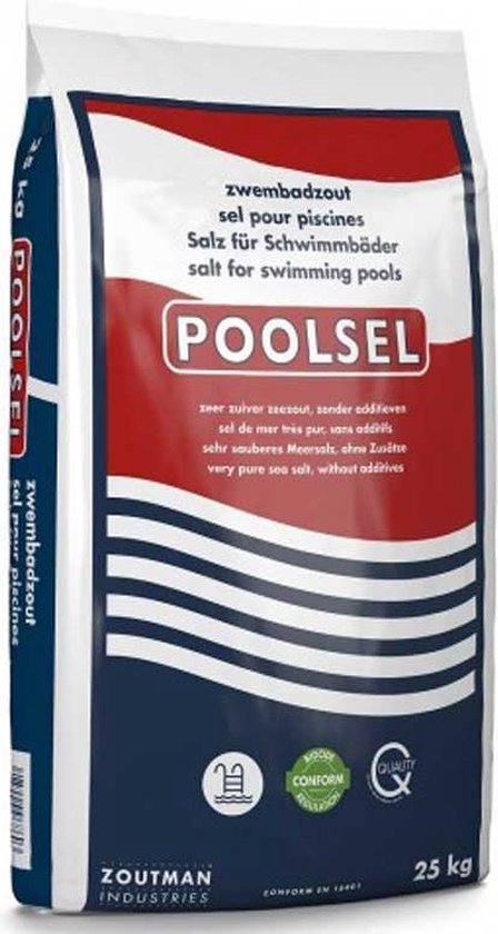 POOLSEL - Zout voor zwembad - 25kg - Zwembadwater - 100% natuurlijk product - EN 16401 type A