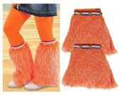 Oranje beenwarmer met bellen - Koningsdag accessoires – Koningsdag artikelen – Oranje versiering - 40 x 25 cm - 1 paar