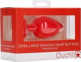 Diamond Heart Butt Plug - Extra Large - Red - Butt Plugs & Anal Dildos - Ouch Silicone Butt Plug