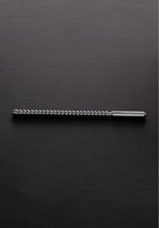 DIP STICK Ribbed (12x240mm) - Brushed Steel - Bondage Toys