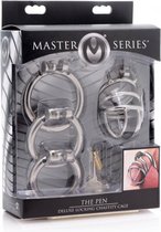 The Pen Deluxe Locking Chastity Cage - Silver - Bondage Toys