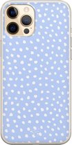 iPhone 12 Pro hoesje - Paars lila stippen - Soft Case Telefoonhoesje - Gestipt - Paars