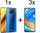 Xiaomi Poco X3 hoesje siliconen case transparant hoesjes cover hoes - 3x Xiaomi Poco X3 screenprotector