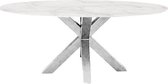 Maxicomfy Websy eettafel rond (130x130x76) marmer wit tafelblad met zilveren onderstel