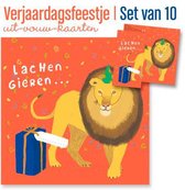 Set van 12 uitnodigingen voor een kinderfeest - Leeuw