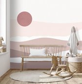 Behang Abstract sunset - pink 150 x 280 cm (b x h)