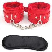 Erotisch leer sm bondage, oogmasker met handboeien blinddoek, vrouwen speelgoed voor volwassenen spelletjes [rode set]