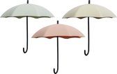 Ophanghaakje Paraplu – Set 3 stuks - Zelfklevend Haakje – Wandhaak – Decoratie – Accessoires - Interieur - Pastel