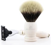 Premium Kwaliteit 2 st Scheren kit met 3 Rand Scheermes, Perfecte voor Eigengemaakt Scheer (Shaving Brush with Safety Razor)
