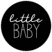 Wensetiket Little Baby - Geboorte sticker - Cadeausticker - Traktatiesticker Little Baby - rond 44 mm - Sluitsticker - 25 stuks cadeausticker - Wit + Zwart -  cadeausticker op geboortekaartje - sticker Little Baby
