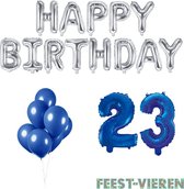 23 jaar Verjaardag Versiering Ballon Pakket Blauw & Zilver
